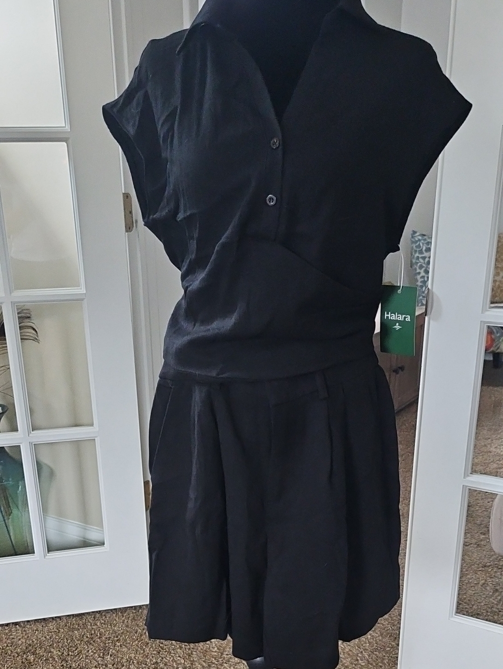 Halara Linen Blend Shorts And Top Outfit